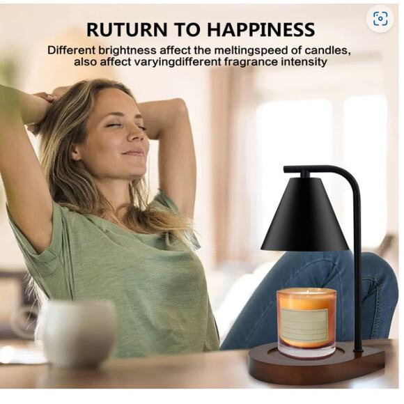 Candle Warmer Lamp Dimmable, Wax Melt with 2 Bulbs- Black - Picture 8 of 9